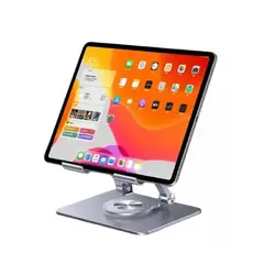 GENERICO - Soporte Para Tablet Giratorio 13 Metal Plomo Base Plegable