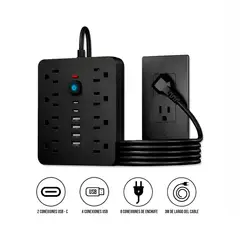 S&T - Multipuerto de carga 14en1 8AC 6USB 250V 3m PLS-141 Negro