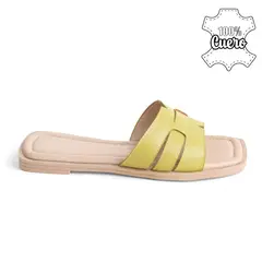 KALURI - Sandalia de Cuero - Carezza Verde Limón
