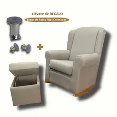 NO LOGO - Mecedora de Lactancia mas Baúl Mod BASTIAN color PLATA