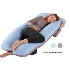 GENERICO - Almohada Materna Multifuncional I Color CelestePlata I Diseño U