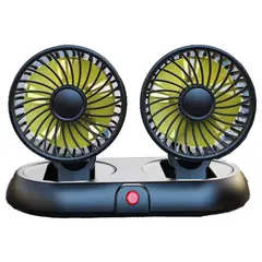 GENERICO - Ventilador Doble Cabezal Cable De 1.5M Entrada a Cigarrera Negro