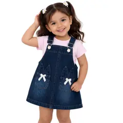 DANUS - Vestido jamper orejitas denim niña