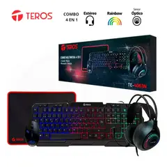 Teros - KIT 4 EN 1 TE-4063N TECLADO + MOUSE + AUDIFONO + PAD MOUSE