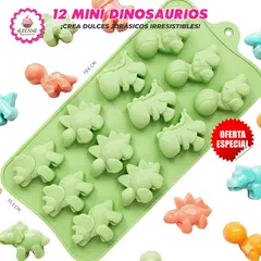 GENERICO - Molde de Silicona de 12 Mini Dinosaurios para Repostería