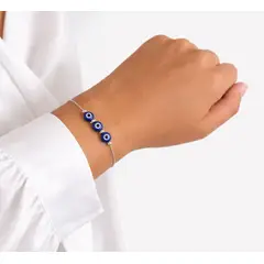 JOYERIA D'PILMER - PULSERA DE PLATA OJO TURCO AZULREGULABLE