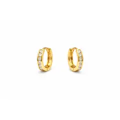 GENERICO - Aros Mini Argolla Acero Inoxidable Dorado con Cristales 8 mm