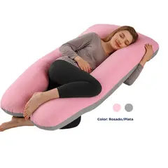 GENERICO - ALMOHADA PARA EMBARAZADA, COLOR ROSADOPLATA, DISEÑO U