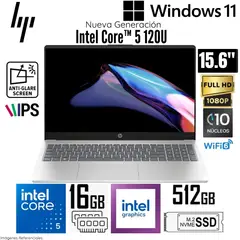 HP - Laptop 15-FD0260LA Intel Core 5 120U 16GB RAM 512GB SSD 15.6" FHD - Dorado Cálido