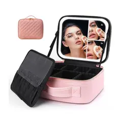 GENERICO - Neceser De Maquillaje Con Espejo Led aumento 3x 5x cosmetiquera Maletin neceser