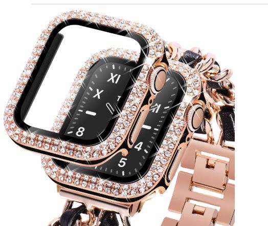 Bumper para Apple Watch Doble Fila Diamante 44mm - ROSADO