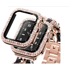 GENERICO - Bumper para Apple Watch Doble Fila Diamante 44mm - ROSADO