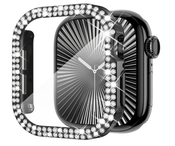 Bumper para Apple Watch Doble Fila Diamante 44mm - NEGRO
