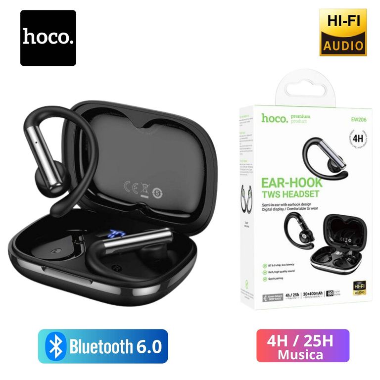 Audifono Deportivo EAR HOOK Sonido Hi-Fi 4 Horas Música 25 Horas Total con Estuche