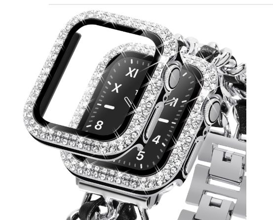 Bumper para Apple Watch Doble Fila Diamante 44mm - PLATEADO