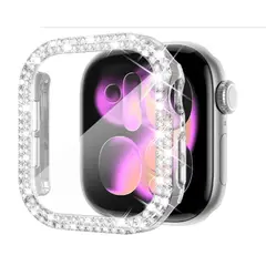 GENERICO - Bumper para Apple Watch Doble Fila Diamante 44mm - TRANSPARENTE