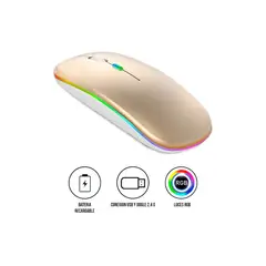 S&T - Mouse Inalámbrico RGBM-02 Bluetooth 2.4G RGB 1200DPI Dorado
