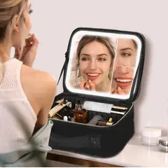 GENERICO - Neceser De Maquillaje Con Espejo Led aumento 3x 5x cosmetiquera Maletin neceser