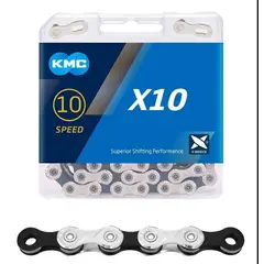 KMC - CADENA BICICLETA SILVER/BLACK X10 116 LINKS 1/2X11/128