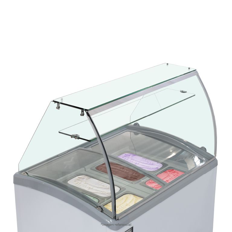 Congelador de 320 litros con vitrina y 6 pozas