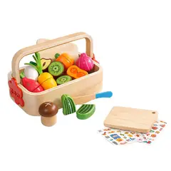 GENERICO - Canasta Vegetales Imantadas para Cortar de Madera Niños