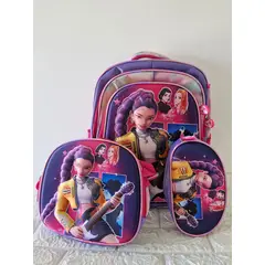 GENERICO - Set Mochila Rummy Kpop Las Guerreras K-pop Huntrix Cazadoras de demonios con Luces Lila