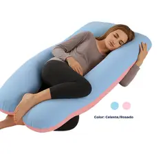 GENERICO - Almohada Materna Multifuncional I Color Rosado Celeste I Diseño U