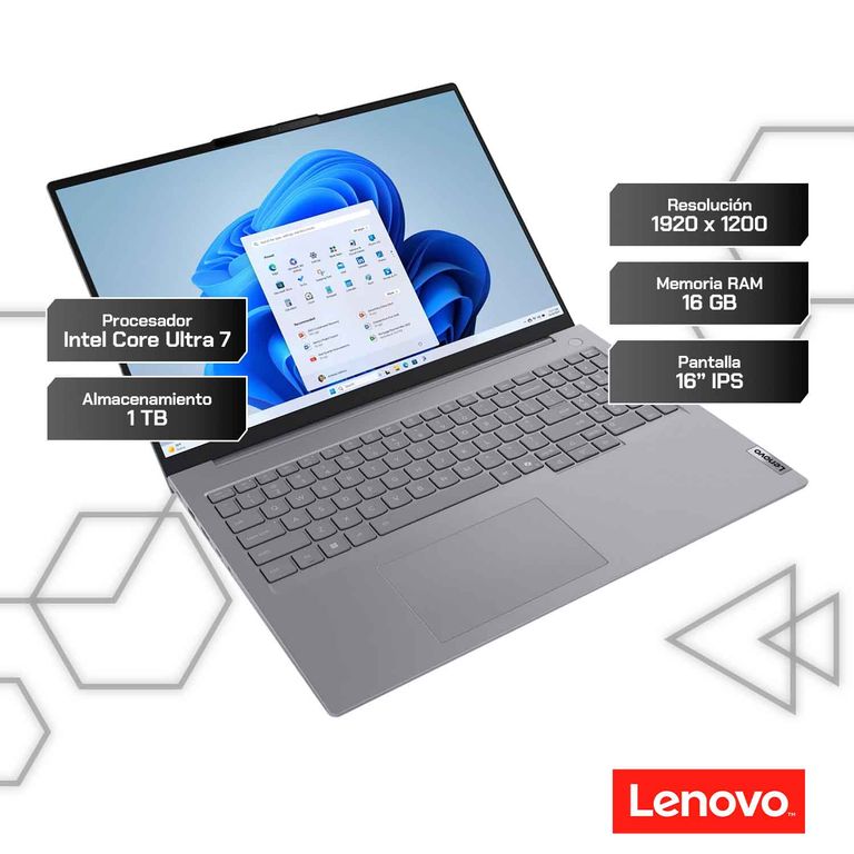 Laptop ThinkBook 16 G8 IAL 16" Core Ultra 7 16GB RAM 1TB SSD Windows 11 Pro