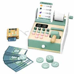 GENERICO - Caja Registradora de Madera para Niños con Calculadora, Sonido y Accesorios
