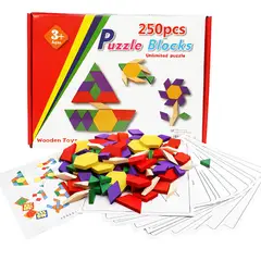 GENERICO - Mosaico de Madera 250 Piezas Juego Matemático con Patrones y Cartillas