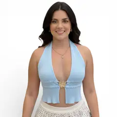 GENERICO - Sueter Playero Mujer Hilo 359-14 Color Celeste