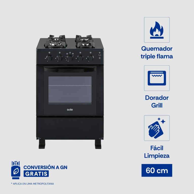 Cocina de Pie Glissa GLP/GN 60 cm 4 Hornillas