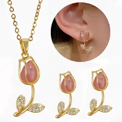 GENERICO - Collar Y Aretes De Tulipan Dama Diseño Exclusivo