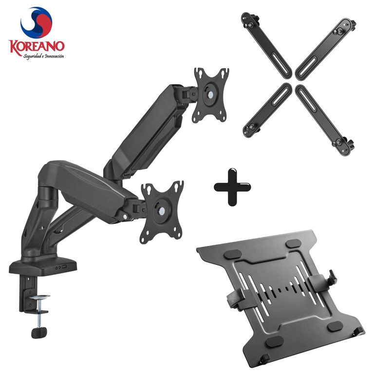Soporte de Escritorio Doble para Monitor 17”32” + Adaptador VESA + Bandeja para Laptop KE-24XN2