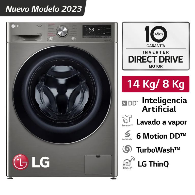 Lavaseca Carga Frontal 14kg8kg AI DD Plateado WD14PVC4S6C