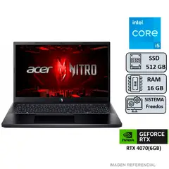 ACER - LAPTOP NITRO 5 15 INTEL CORE I5 13420H ANV15-52-58QB 16GB SSD 512GB 15.6" RTX 4050 6GB