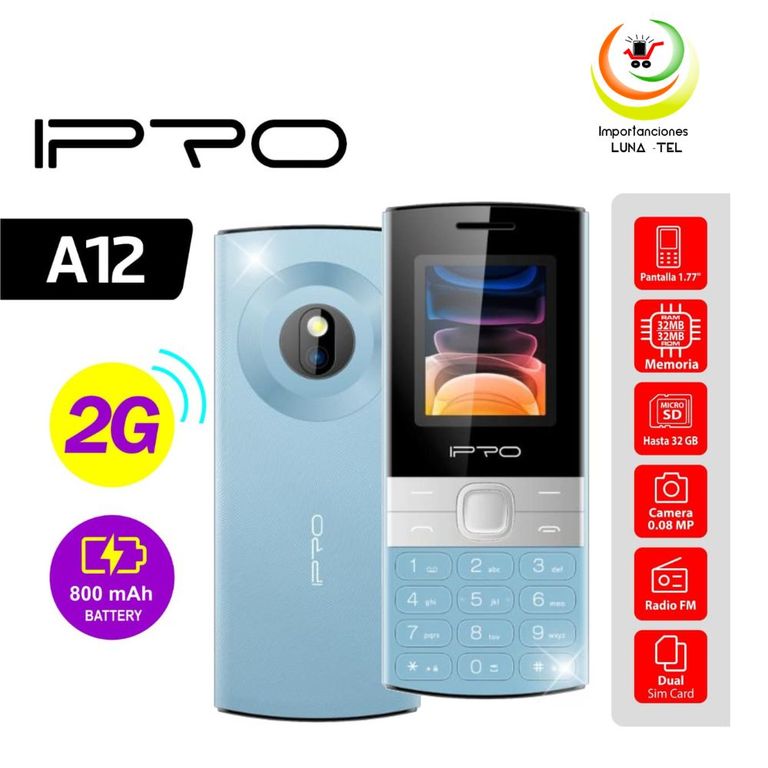CELULAR BASICO A12 2G DUAL SIM -AZUL