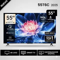 TCL - Televisor 55 QLED Smart UHD 4K Google Tv 55T6C