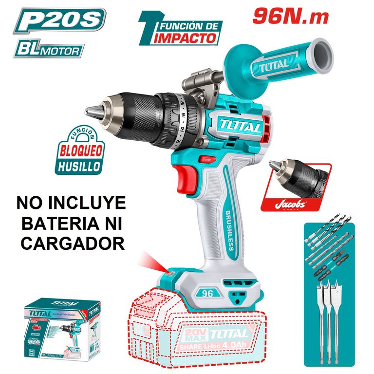 TALADRO ATORNILLADOR PERCUTOR BL 96NM 20V 13MM SOLO CABEZAL-TIDLI209685