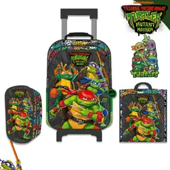 NICKELODEON - Set de Mochila con Ruedas Oficio Lonchera y Cartuchera Tortugas Ninja
