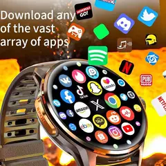 GENERICO - SmartWatch H100 Chip Android 8GB + 128GB Wifi Huella Negro