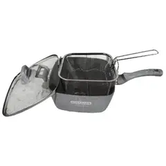 GENERICO - Sartén Cuadrado Romania Antiadherente 28 cm con Tapa de Vidrio Templado Gris