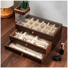 INSPIRA MARKET - Organizador de Joyas con 3 Niveles y Tapa Transparente