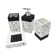 PIA COPELLO STORE - Set x4 Accesorios de Baño Blanco y Negro
