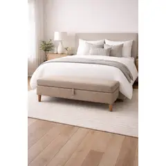 ARTSOFA - Banqueta Baúl Duvall Beige Oscuro Antifluido + Obsequio