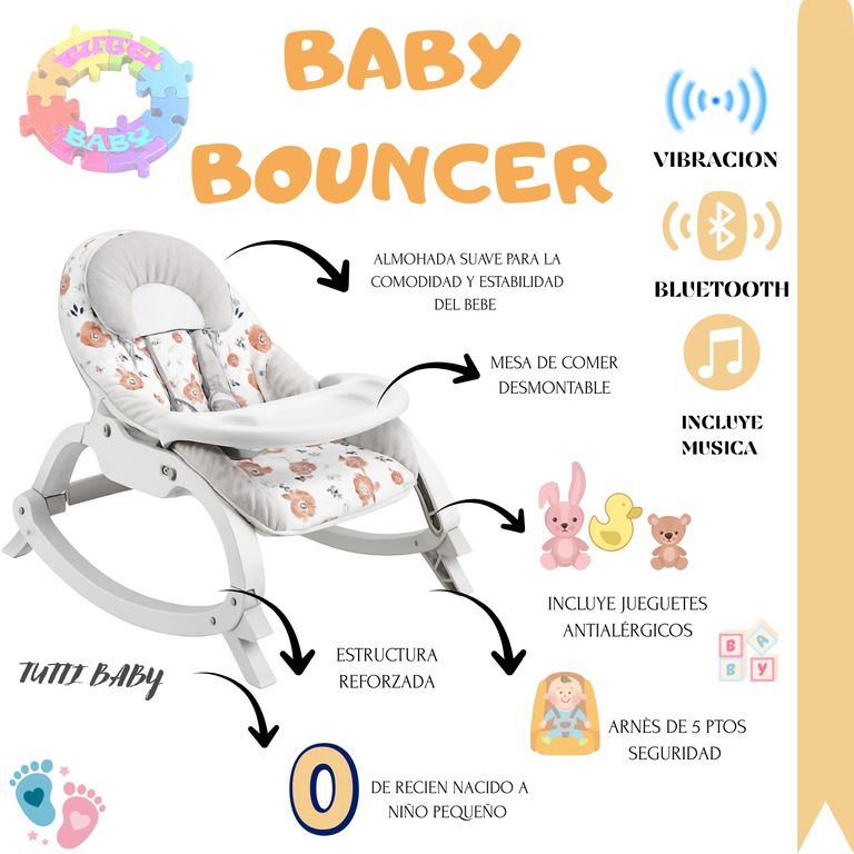 SILLA MECEDORA DIDACTICA BABY BOUNCER CON BLUETOOTH