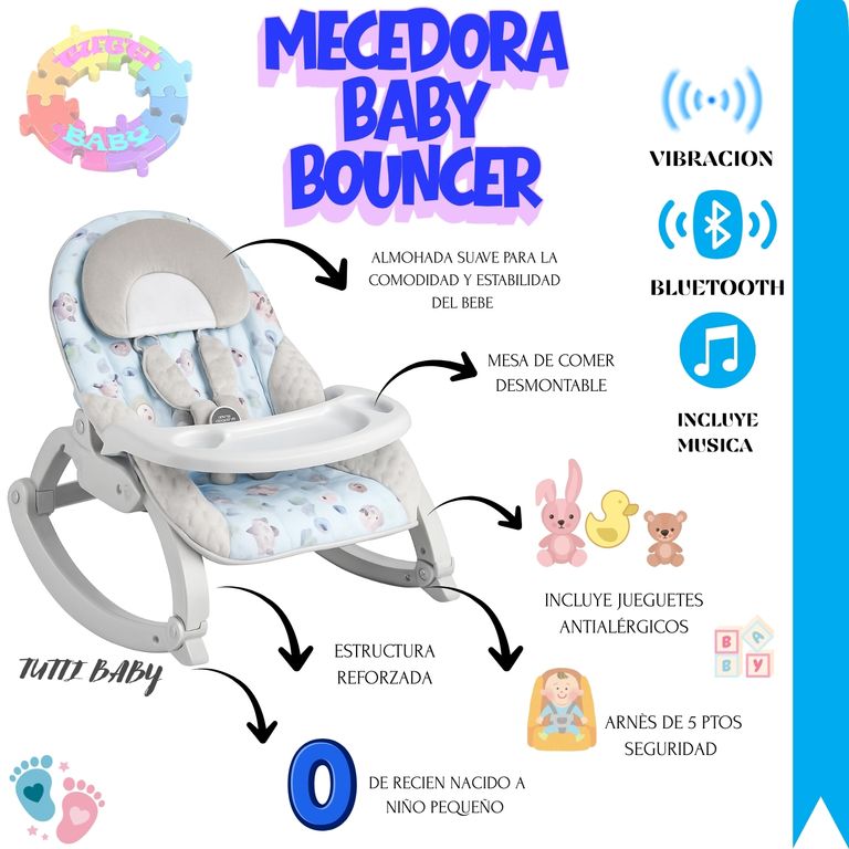 SILLA MECEDORA DIDACTICA BABY BOUNCER CON BLUETOOTH