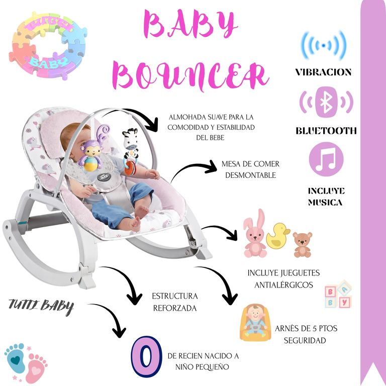 SILLA MECEDORA DIDACTICA BABY BOUNCER CON BLUETOOTH
