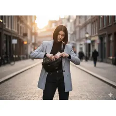 GENERICO - Canguro Para Mujer Color Negro Moderno Con Cierre