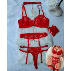 GENERICO - Set de Lencería rojo para mujer M - DANIELA